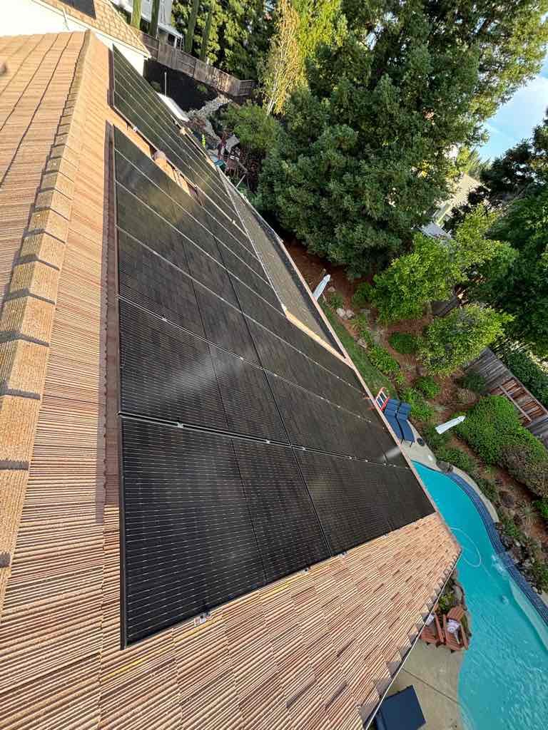 Rooftop solar panel installation